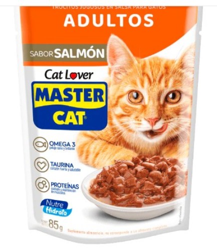 Sachet master cat adultos trocitos jugosos en salsa salmon 85g